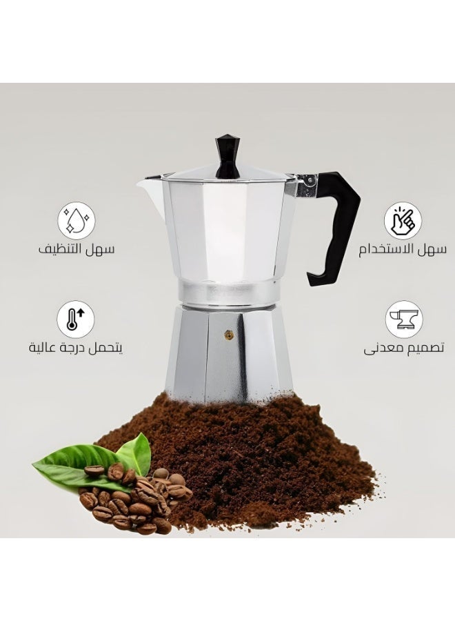 ماكينة إسبريسو منزلية مع غطاء - إبريق موكا من الألومنيوم سعة 6 أكواب، تجربة قهوة إيطالية أصيلة - مثالية للمنزل والمكتب والسفر - Image 2